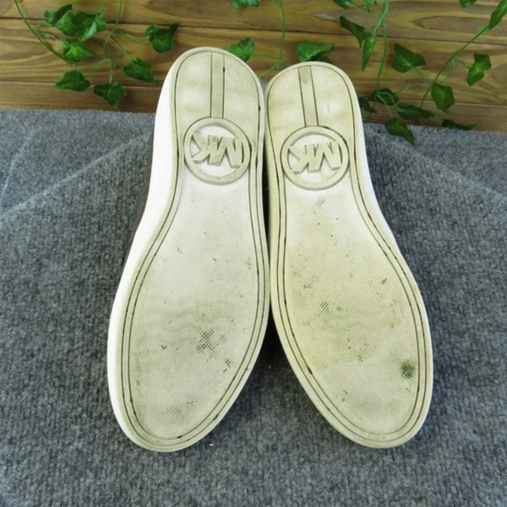 MICHAEL KORS Keaton Women's Logo Print Coated Canvas Slip On Sneakers Brown US 9